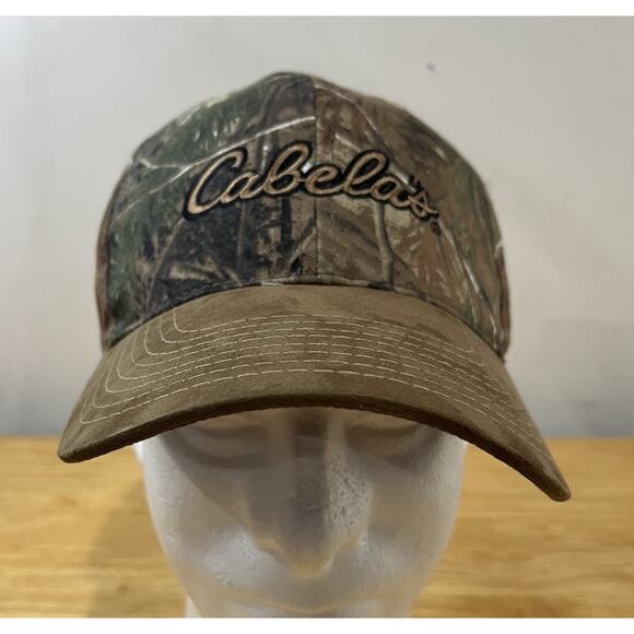 Cabela’s Hunting Fishing Camo Cap Green Yellow Logo Adjustable Hat - Picture 1 of 6